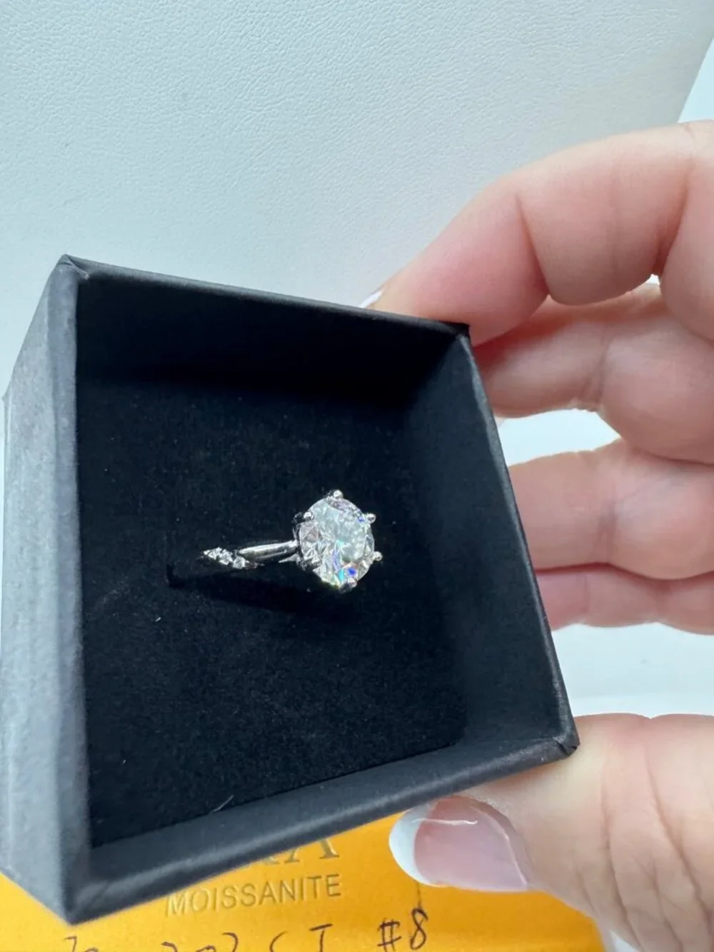 GRA Certified Moissanite 2Ct Ring Size 8 Solitaire 925 Stamped Sterling Silver B